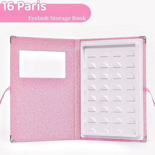 Miniatura 3 de Libro de almacenamiento de pestañas postizas Protable 16 Pari pestañas Organizador Estuche Estuche Estuche de Pestañas Contanier Caja Cubierta de