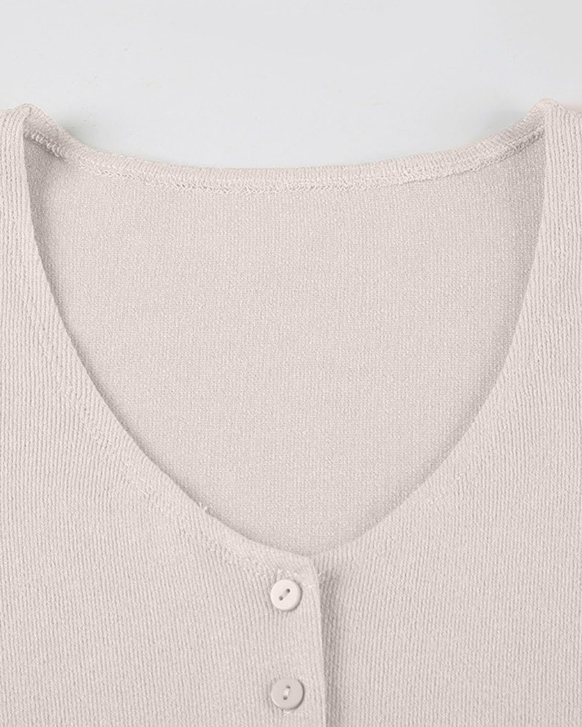 Women Sexy Deep V Neck Button Front Knit Mini Dress Elegant Long Sleeve Ribbed Flowy Hem A-Line Short Dresses - Image 6