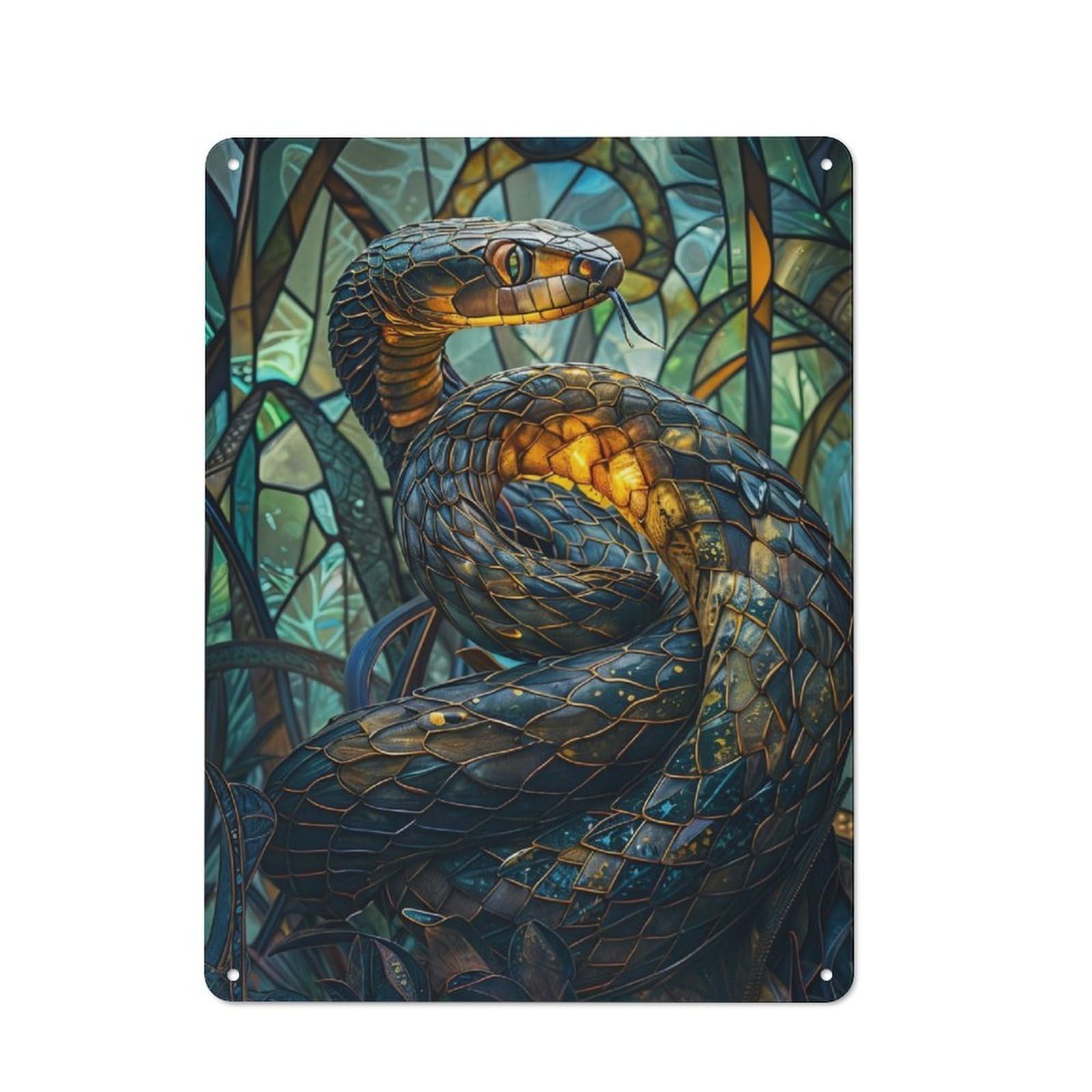 Junmoney Fairytale Snake Loft Style Metal Wall Art Sign 40X30cm Featuring Urban Room Decor For Loft, Studio, Office Or Creative Room