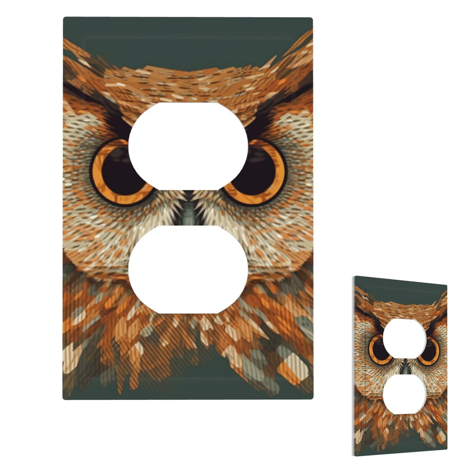 Owl Head Pattern Wall Plate Cover Modern Decorative 1 Gang Light Switch Cover Unbreakable Receptacle Outlet Covers For Living Room Bedroom Home Decor Duplex