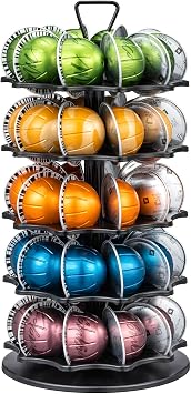 ZCDCP Coffee Pod Holder System - 5-Tier Coffee Pod Holder Carousel, Metal Spinning Stand DIY for 50 Capsules