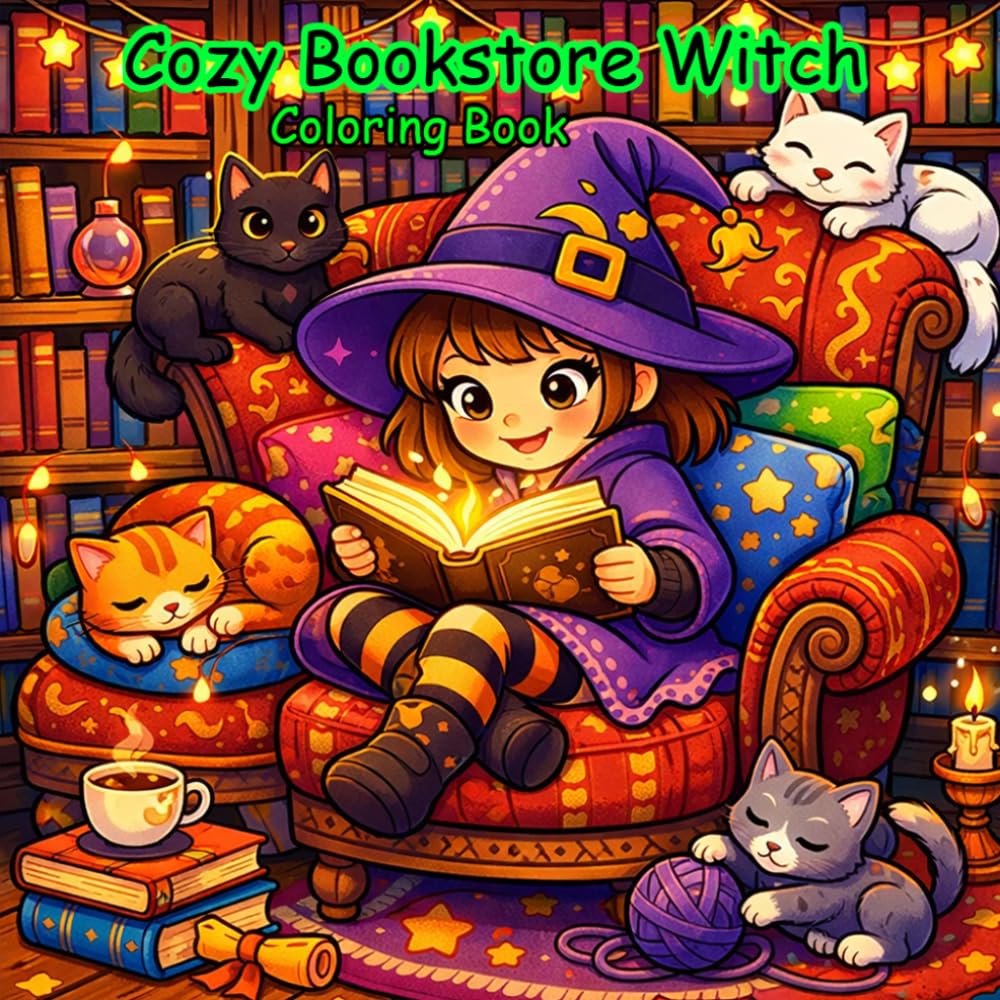 Cozy Bookstore Witch | Cute Witch Aesthetic | Coloring Book for Girls | Spooky Girls: Spells & Enchantments! Coloring Book for Teen Girls | Bookish Girls | Creative Fantasy