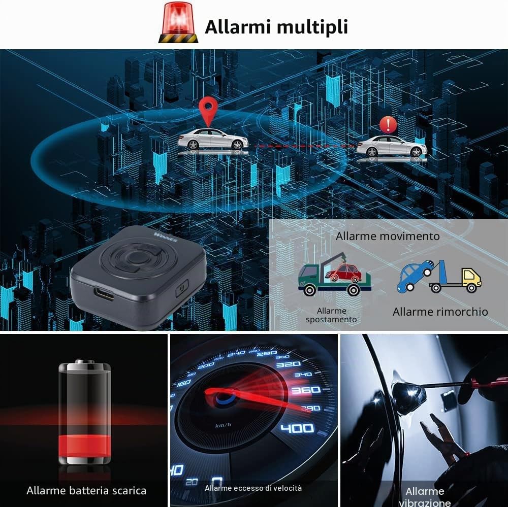4G Mini localizzatore GPS per auto APP senza Abbonamento Micro Gps Tracker Spia Monitoraggio in Tempo Reale Cronologia Percorsi e SOS Allarmi Portatile GPS
