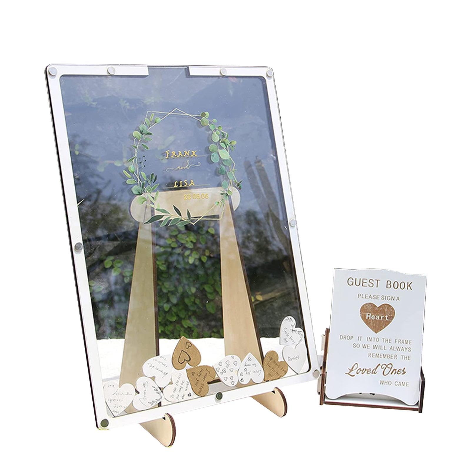 Libro de firmas interactivo con corazones de madera para bodas y comuniones 8