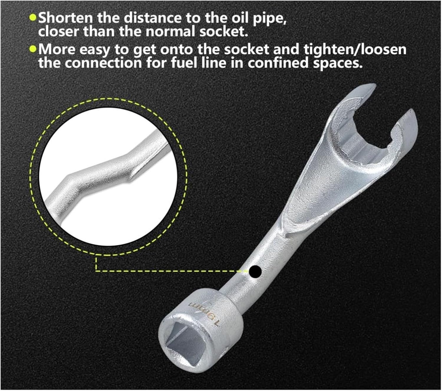 3pc 1/2" Dr Fuel Injector Line Injection Socket Set 14 17 19mm Compatible with BMW VW Mercedes Benz Open End SK1856
