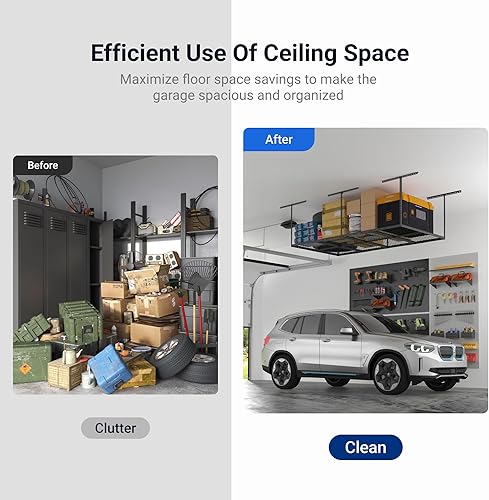 Miniatura 19 de Fleximounts - Estante de almacenamiento de garaje ajustable de 4 x 8 pulgadas, para techo, para garaje, resistente, 96 pulgadas de largo x 48
