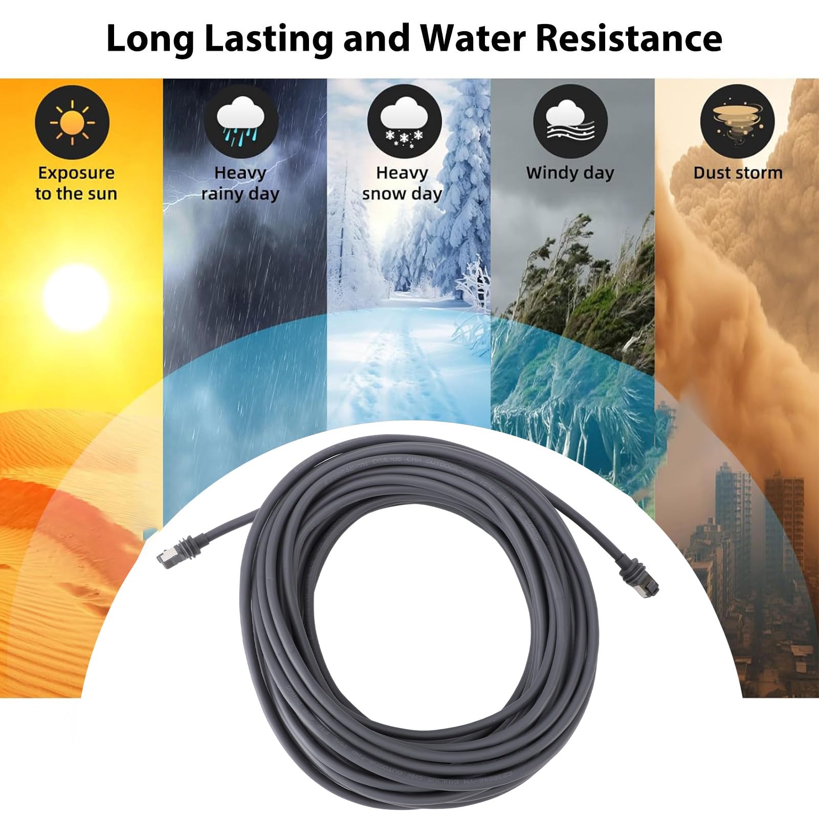 Greensen Cable Satelital Rectangular Resistente Al Agua con Clips para Cables, Conexión de Alta Velocidad de 1200 Mbps, Cable de Repuesto para Cable Satelital Rectangular (100