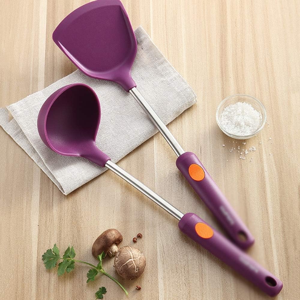 High Temperature Resistant Long Handle Silicone Large Soup Spoon Household and Stainless Steel Porridge