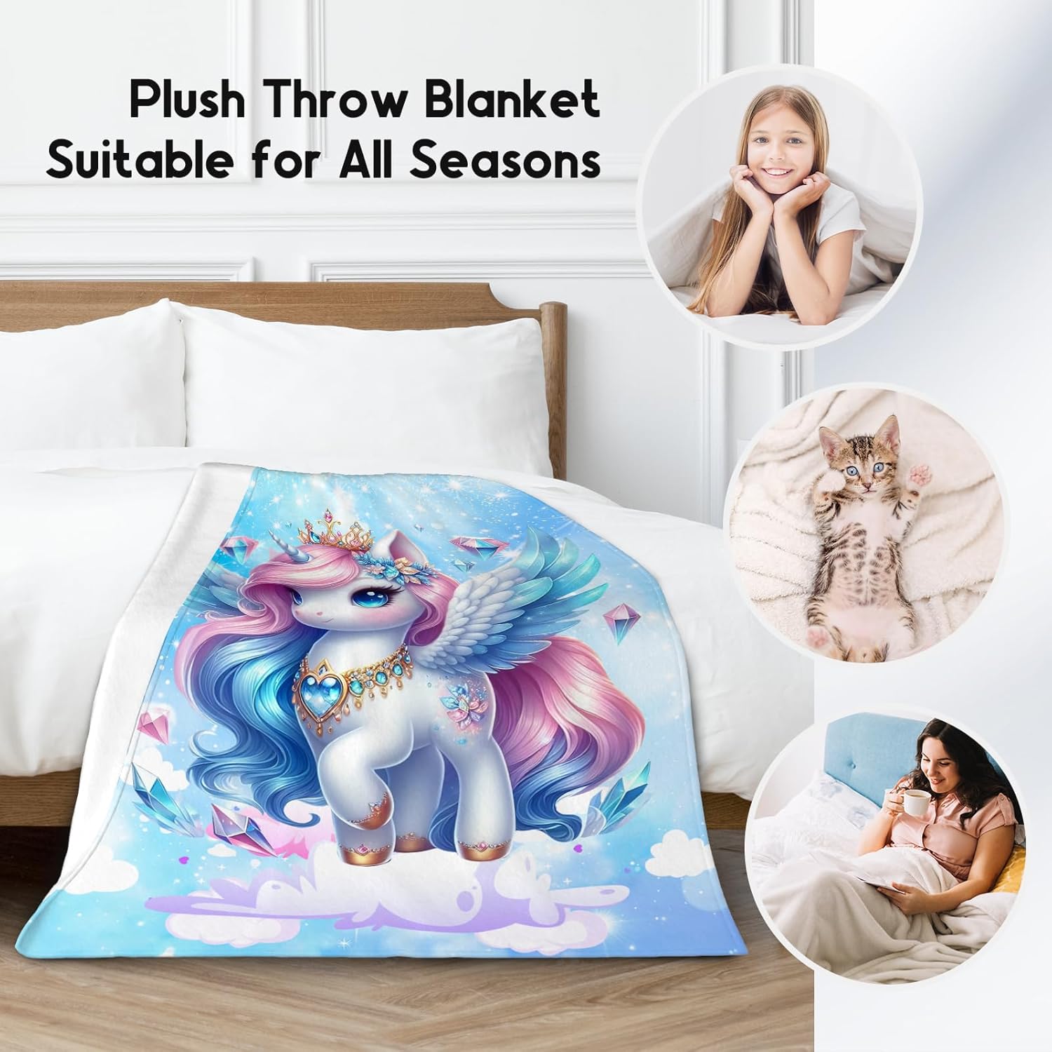 Gifts for Girls, Unicorn Blanket for Kids, Unicorn Fleece Blanket for Girls Daughter, Soft Lightweight Throw for Sofa Couch, 40"x50" - Image 2