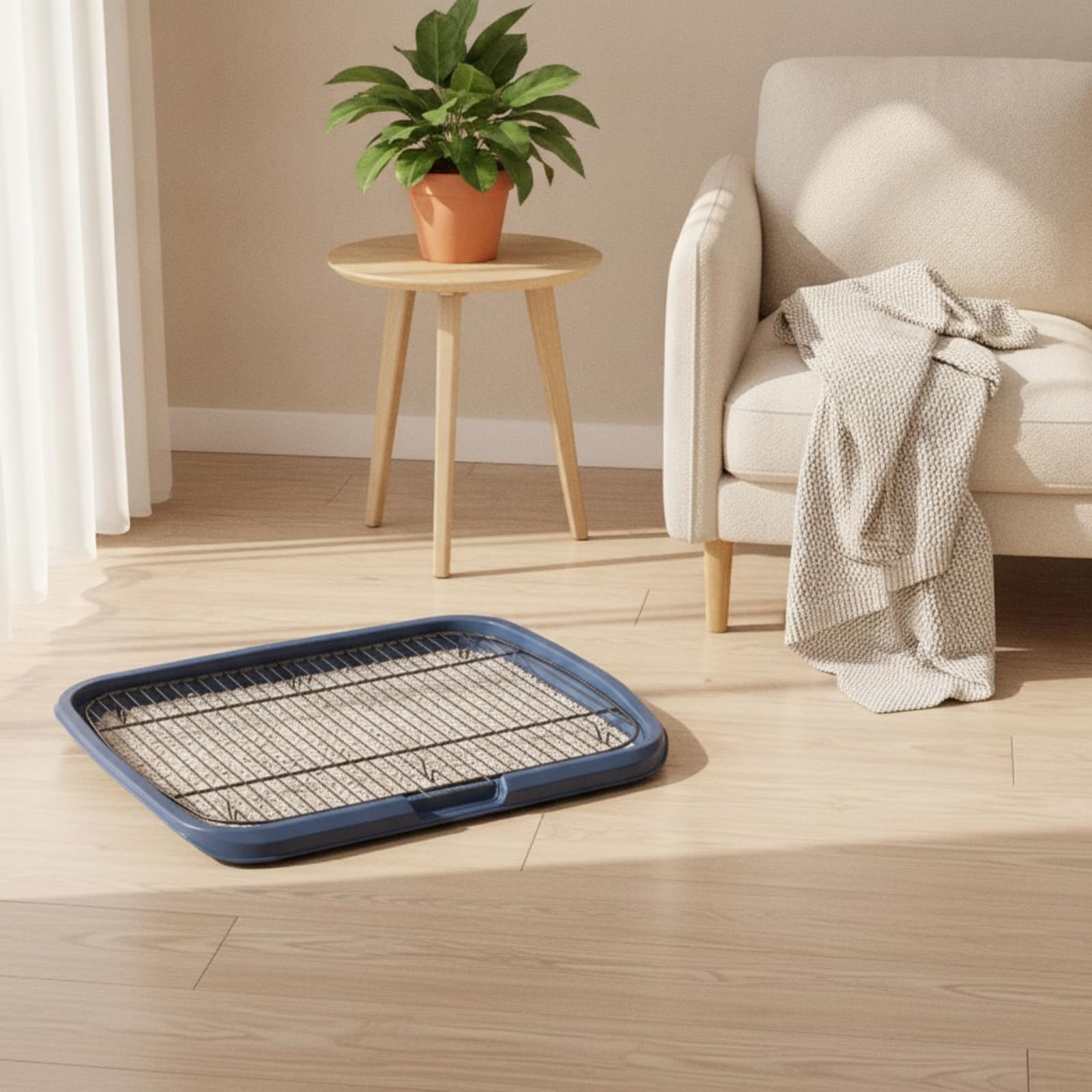 Colcolo Plateforme de Repos Bac à Déjections Chien Plateau Potty Tapis Grille Amovible avec Zone Texturée et Ouverture Basse en PP et Fer Adaptée aux, Jaune Mangue, Style to 4