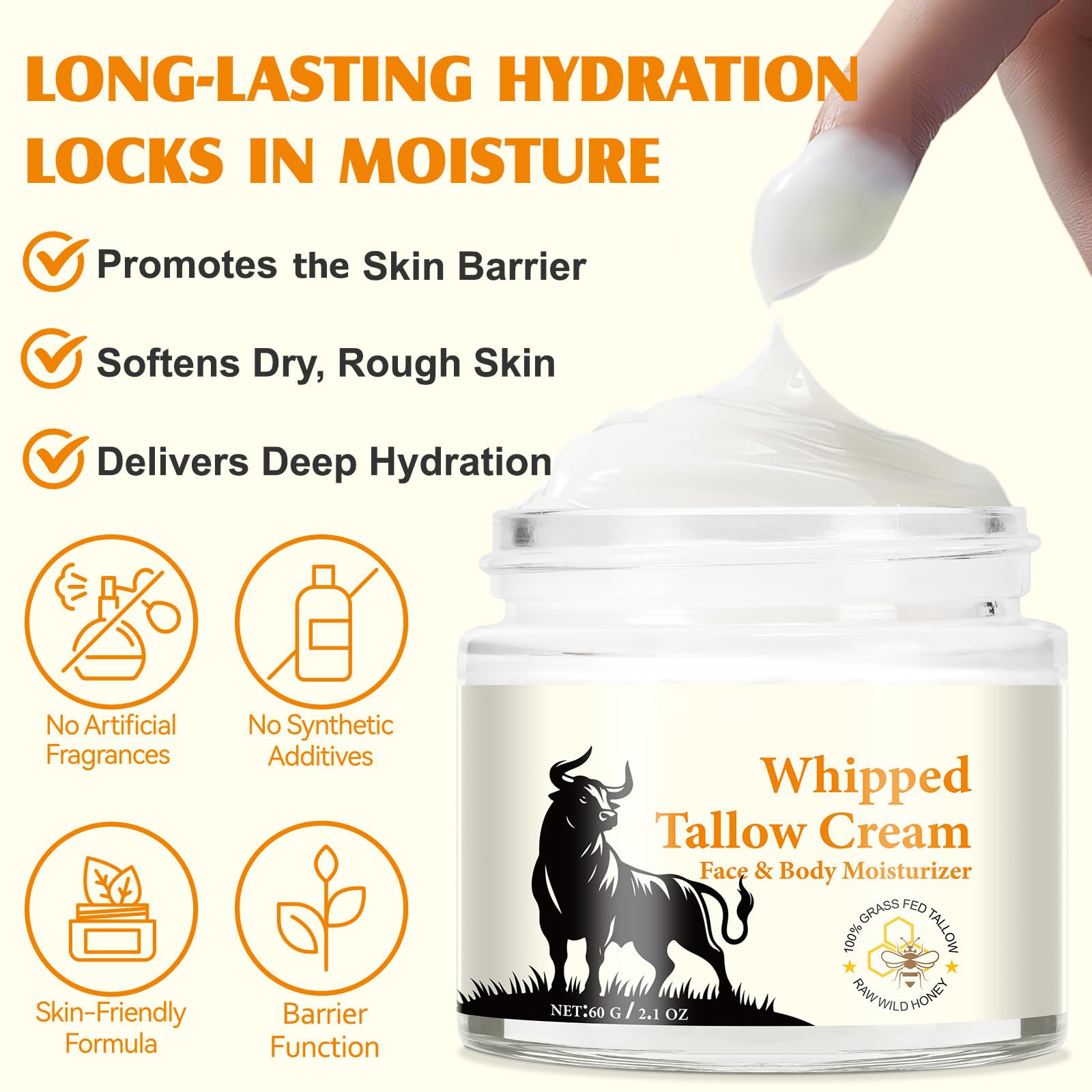 Wormeer Beef Tallow and Honey Balm, Deep Hydration for Dry & Aging Skin - Image 2