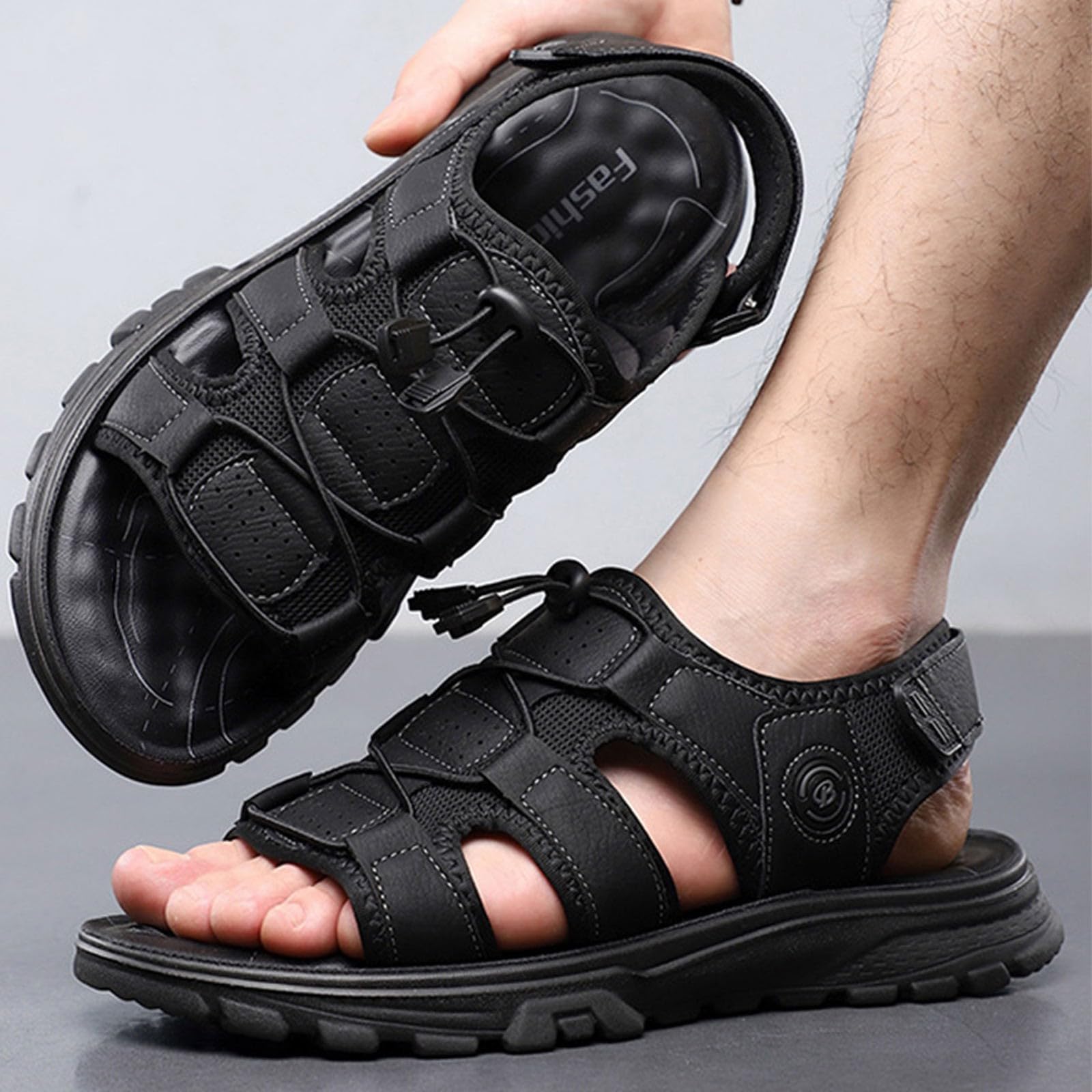 Sandales de Randonnée Homme Femme ​Cuir Fermées Été Extérieur Chaussures de Sport Plage Chaussures d'eau Plage Closed-Toe