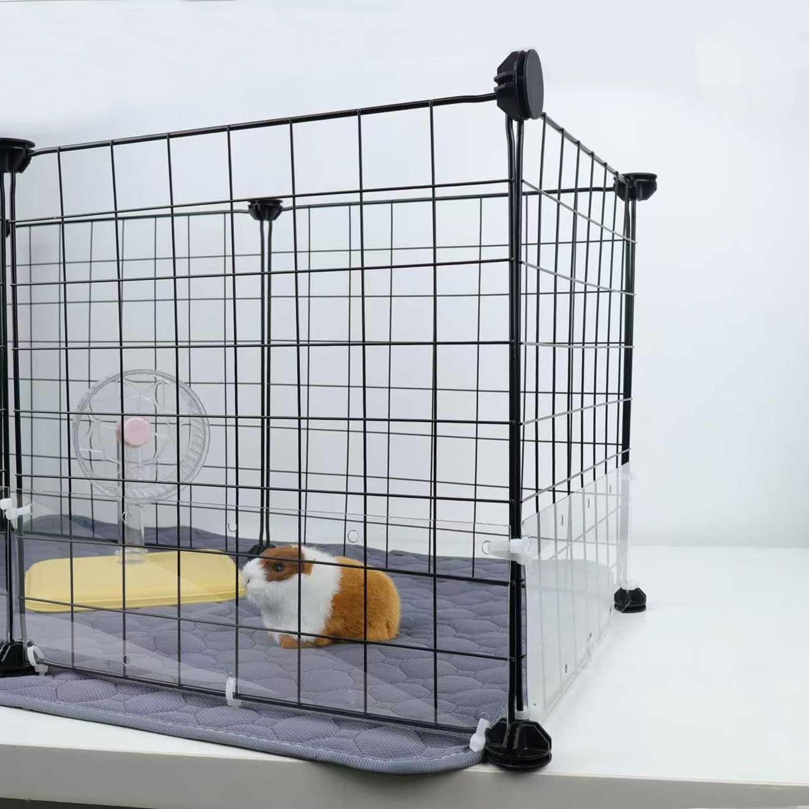 12 Piezas de Forro de Bordes de Jaula para Mascotas, 35 x 12 cm, Forros de protección para Jaula de Conejo con 120 Piezas de Lazos para Conejo, cobaya, hámster y Otros Animales pequeños
