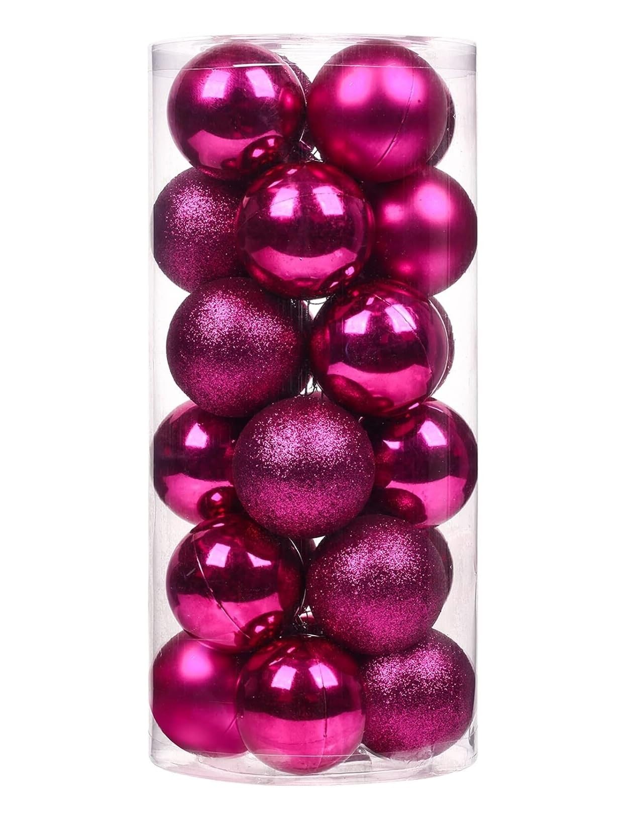 Bolas Arbol de Navidad 24 Uds Bolas De Navidad Adornos para Decoraciones para Árboles Bola Colgante para Fiesta Boda Navideña Decoración de Temporada(Rose Red)