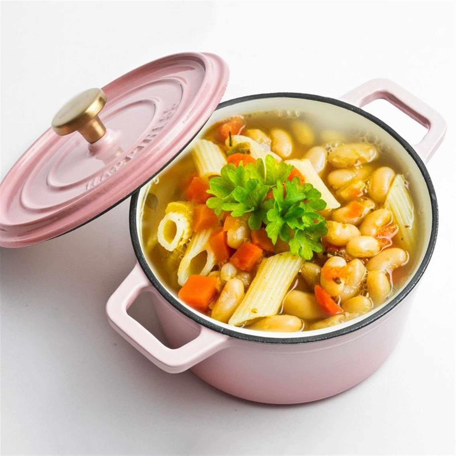 Cacerola poco profunda con tapa, cacerola de hierro fundido, cazuelas, olla esmaltada, olla for cocinar estofado, olla de hierro fundido de gran capacidad de 3,2 l for el hogar, olla for sopa