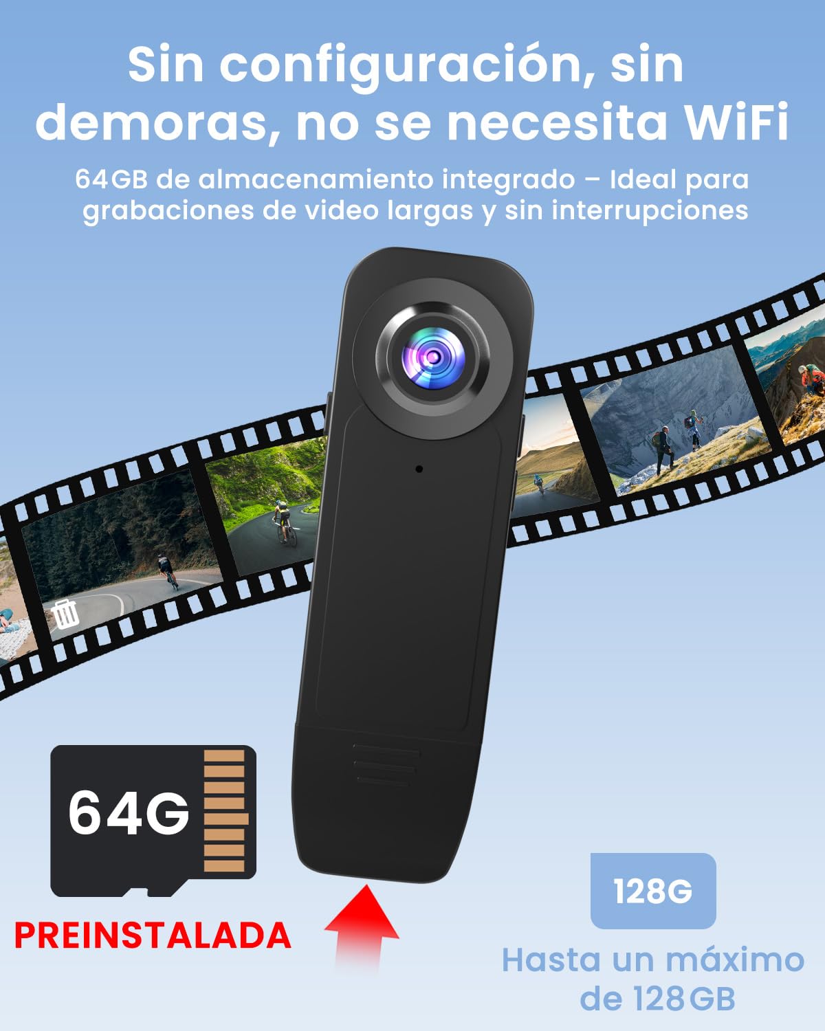 Bextgoo Mini Camara Espia sin WiFi, 1080P Body CAM con TF de 64 GB Bodycam | camara espia bateria larga duracion 1000mAh, camara corporal Visión Nocturna y Detección de Movimiento