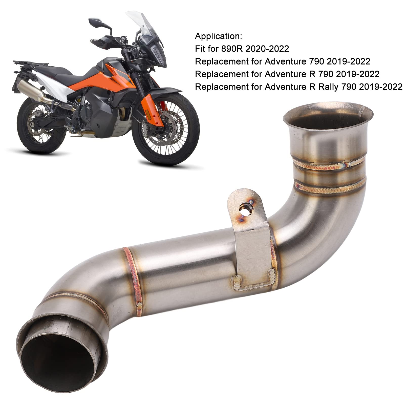 Aramox Edelstahl Auspuffrohr Mittelteil für 790 Adv 890/890R 2018-2022
