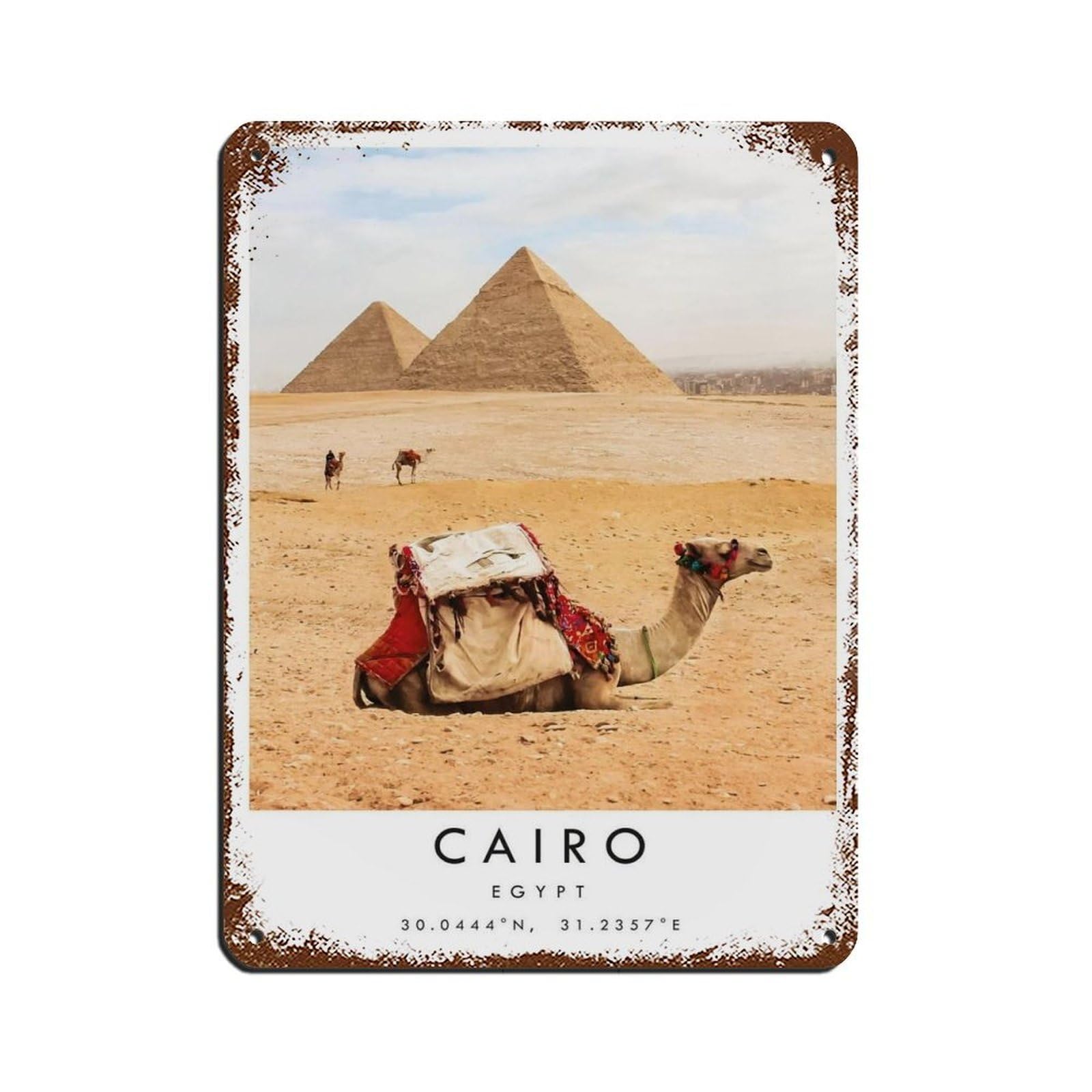 Egypt Travel, Cairo Egypt Pyramids Tin Sign Vintage Metal Pub Club Cafe Bar Home Wall Art Decoration Poster Retro 12x16inch(30x40cm)