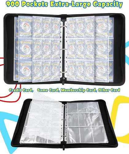 Miniatura 3 de Carpeta de 900 bolsillos para tarjetas Pokémon, 9 bolsillos compatible con tarjetas coleccionables Pokémon con fundas extraíbles, estuche de