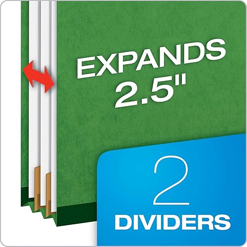 Miniatura 2 de Pendaflex Carpetas de clasificación, estándar, 2 divisores, sujetadores integrados, pestaña de corte 25, verde oscuro, legal, 10BX (29033)
