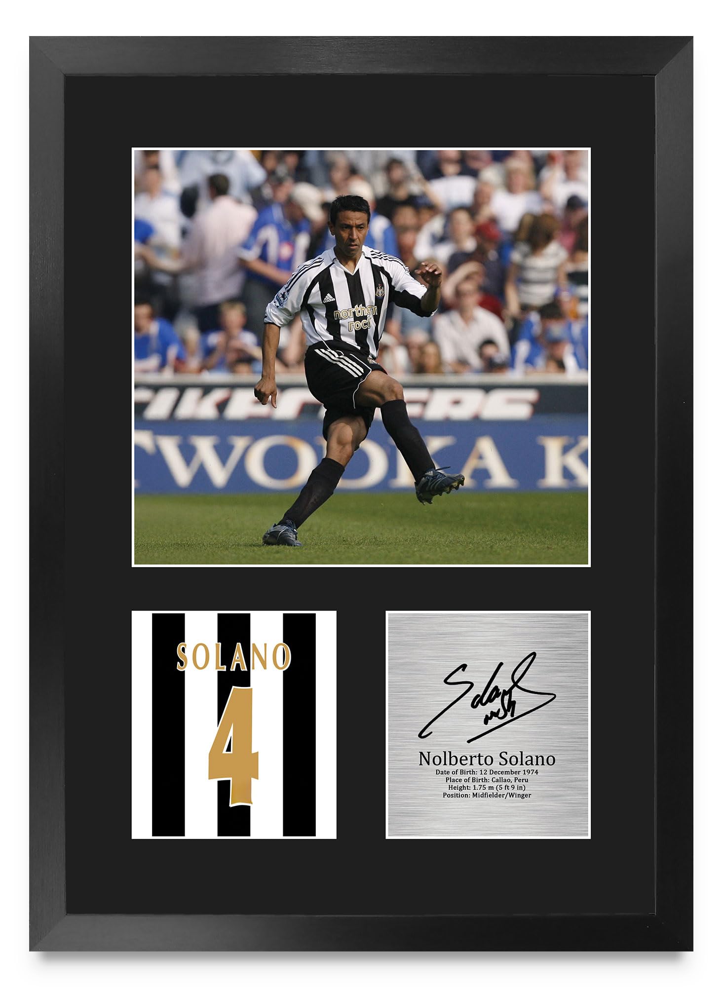 HWC Trading Nolberto Solano Newcastle Utd Gifts Printed Signed Autograph Picture for Football Fans and Supporters - A3 Portrait Framed