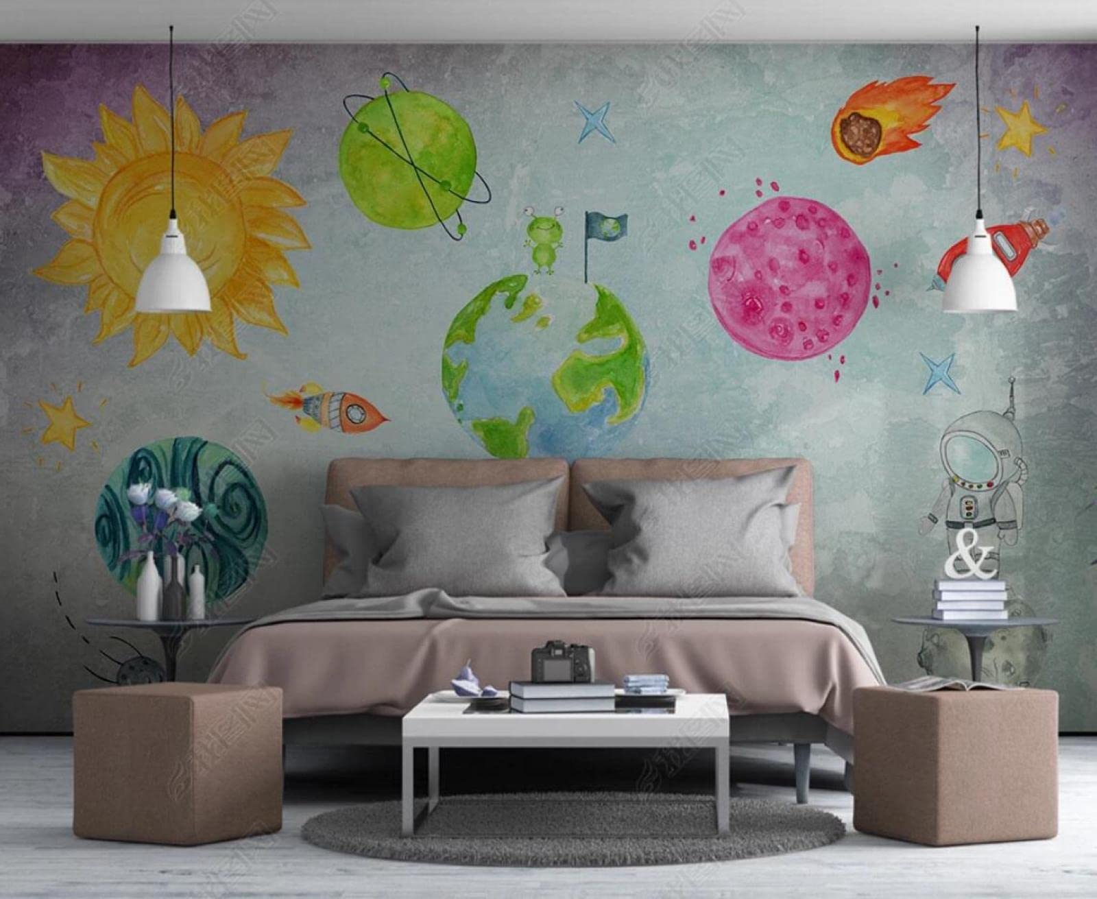 Papel Pintado 3D Cosmos Espacial Fotomurales 3D Tv Fondo Pared Dormitorio Murales Papel Tapiz Moderno