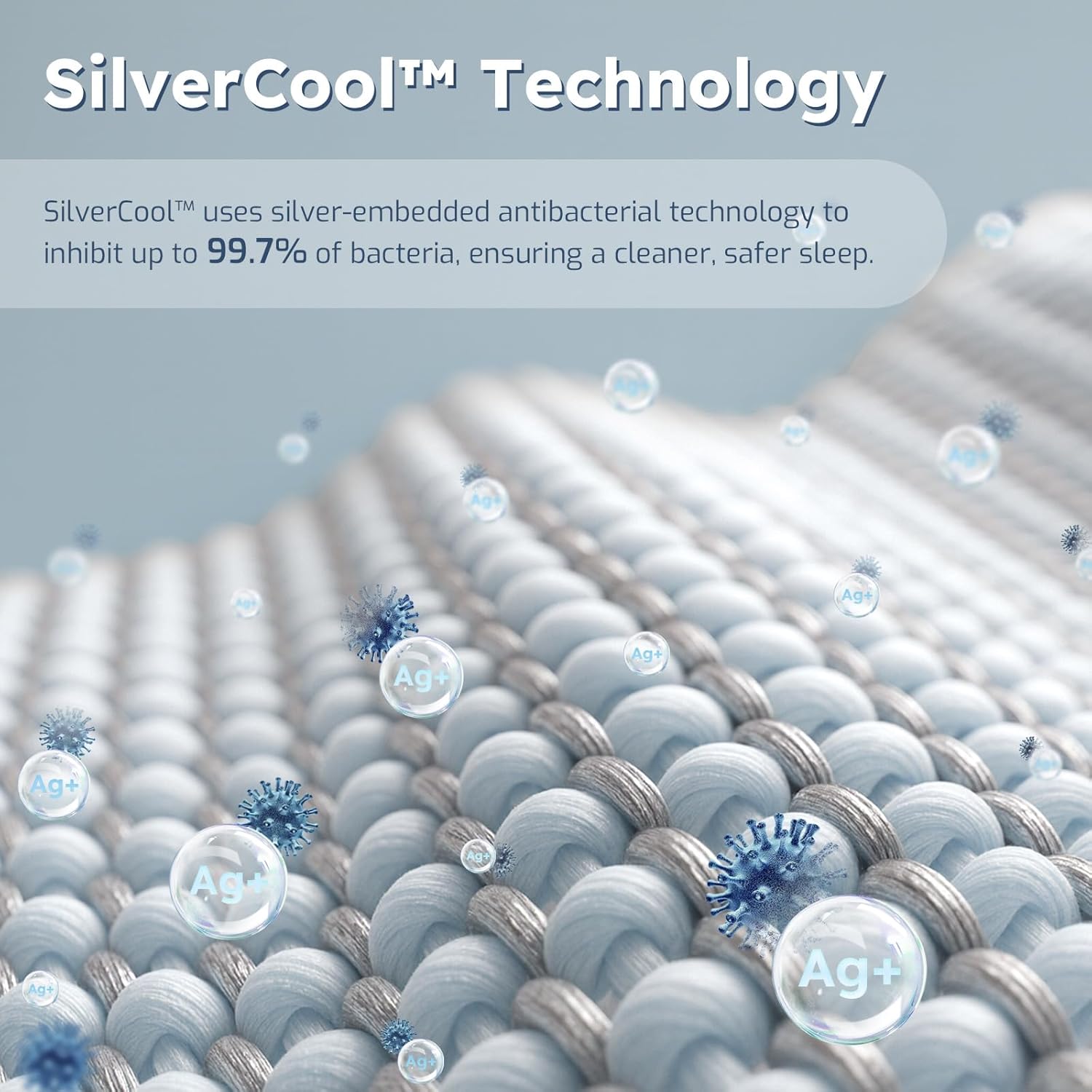 Silver Infused Sheets Set, Stays Fresh SGS Quality Certified, Temperature-Regulating Sheets for Night Sweat & Hot Sleeper, 1000-Thread-Count Luxuriously Silk Feel - Blue, King Set (3 Piece Set) - Image 2