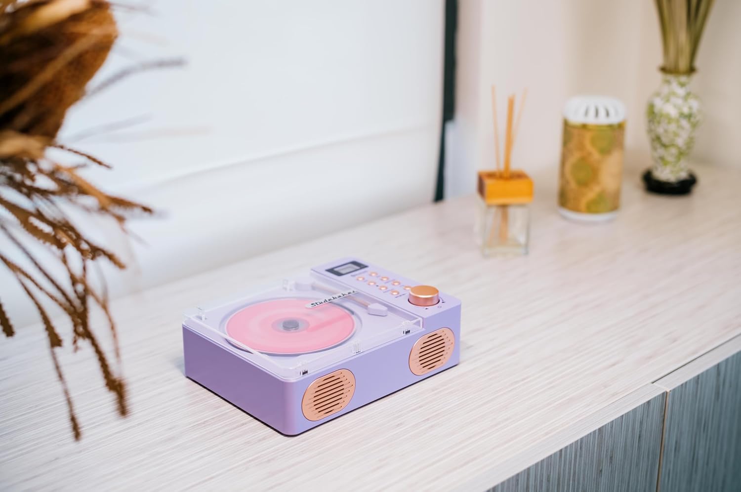 Studebaker SB3720 Portable Stereo Bluetooth CD Player with MP3 Playback, FM Radio, USB, and Built-in Rechargeable Battery (Lilac)