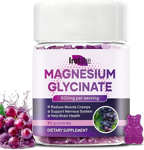 Gomitas de glicinato de magnesio de 600 mg  Masticables de frambuesa sin azúcar con L-treonato, vitamina D3 y B6  Apoya la relajación, el sueño y la