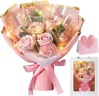 Galentines Day Flower Bouquet Kit Artificial Flower Bouquets Rose Bouquet for Gift with Bag