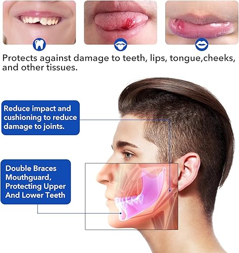 Miniatura 3 de Protector bucal deportivo para jóvenes adultos, protector bucal para frenillos, doble frenos, calidad premium, no requiere hervir, fútbol,