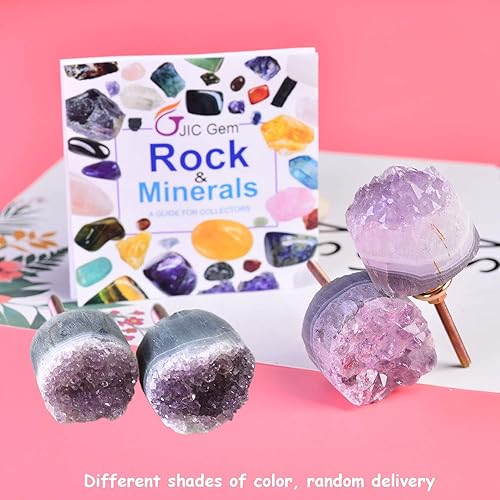 Miniatura 5 de JIC Gem Juego de 2 pomos de amatista para cajones, pomos de piedra de cristal, manijas de armario de cocina