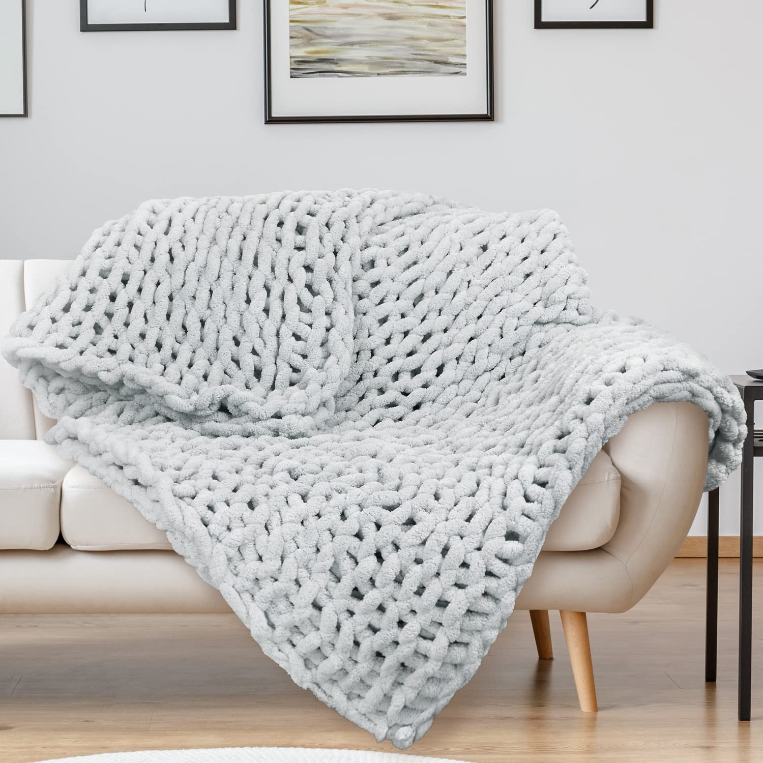Catalonia Chunky Knit Blanket, Super Soft Plush Crochet Chenille Blanket, Knitted Yarn Blanket for Couch Bed Home Decor, Comfort Caring Gift, 50x60 inches