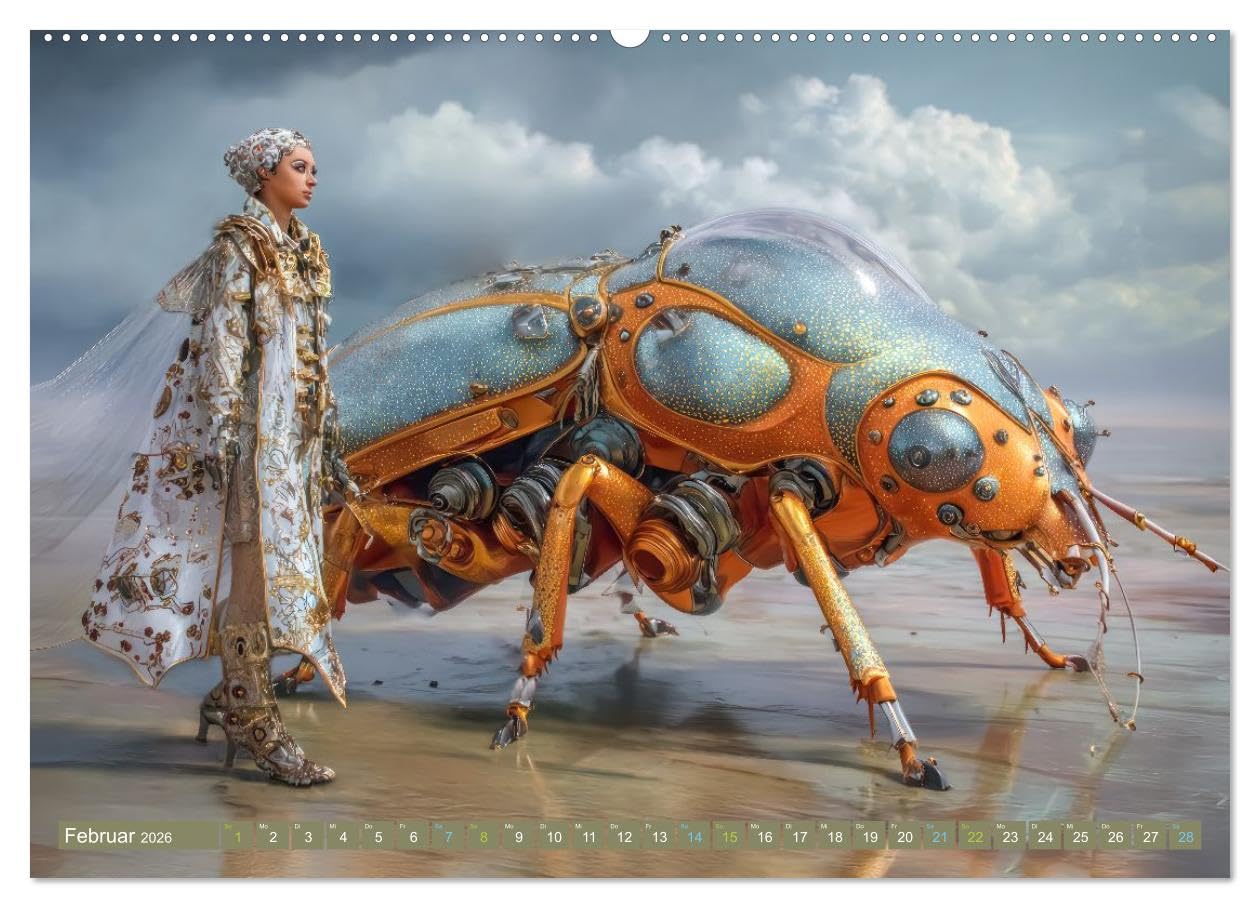 Insektenplanet - Surrealer Science-Fiction (hochwertiger Premium Wandkalender 2026 DIN A2 quer), Kunstdruck in Hochglanz: Gigantisch große surreale Insekten (CALVENDO Spass)