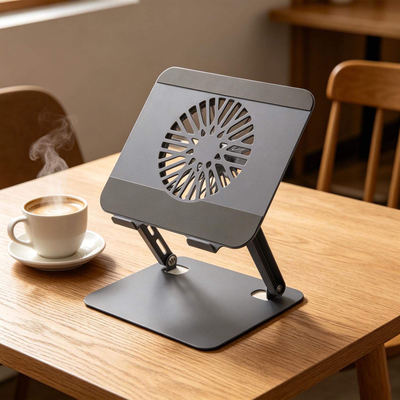 Soporte Plegable para Portátil con Ventilador Giratorio 360°
