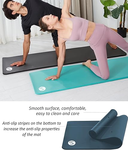 Miniatura 4 de Tapete de yoga grueso de 1 pulgada, tapete de ejercicio de 76.7 x 24 pulgadas, tapete de entrenamiento para gimnasio en casa, tapete de yoga