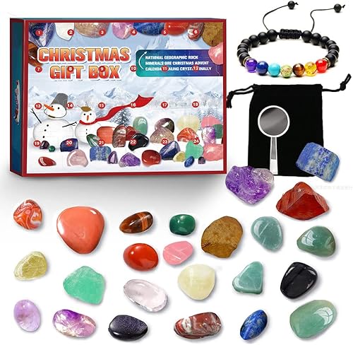Calendario de Adviento  Calendario de Adviento de cristales 2022 rocas para niños, calendario de cuenta regresiva de Navidad de 24 días con pulsera disponible en Yaxa Colombia