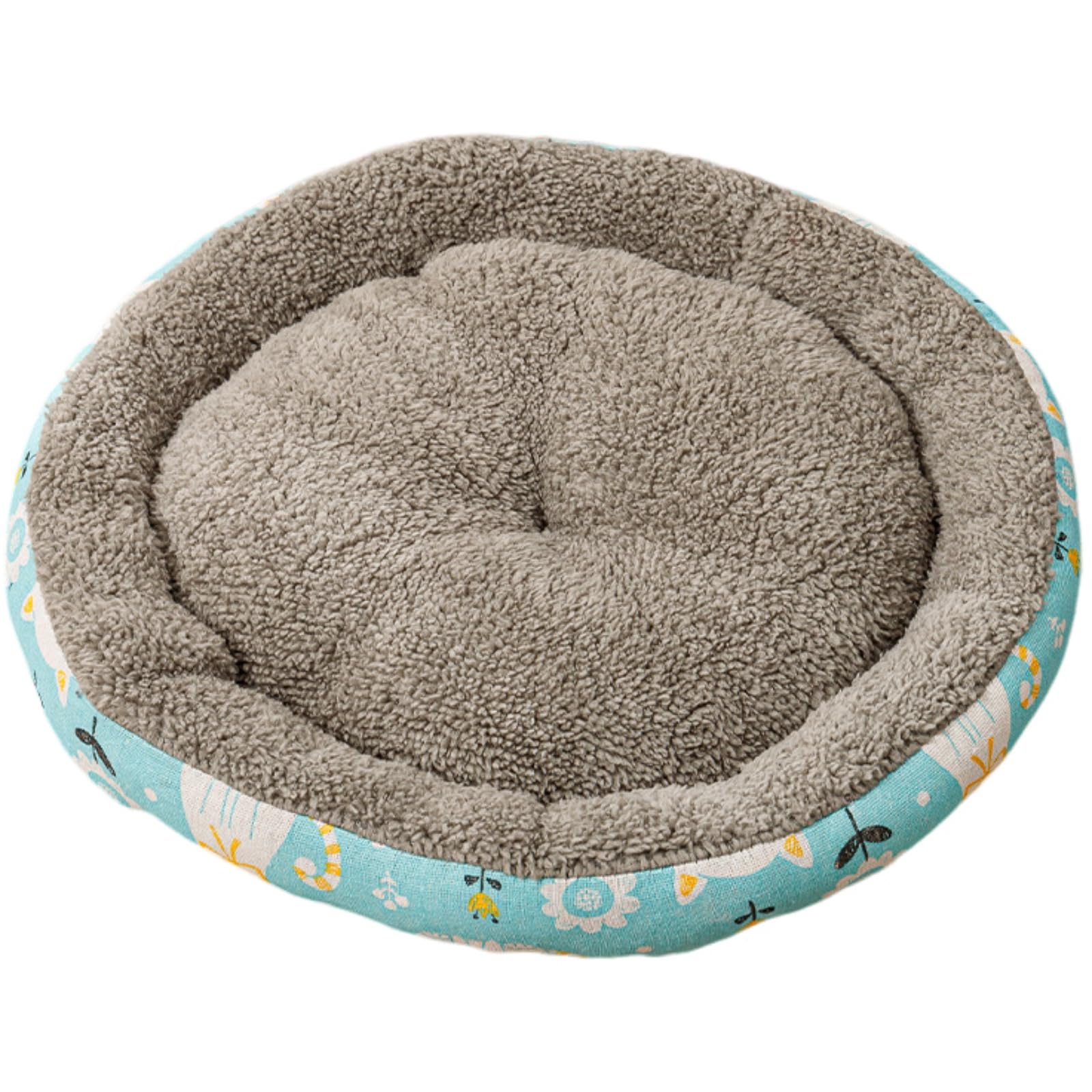 Mateju Plush Pet Dog Cat Bed, Comfortable Fluffy Pet Cushion Warm Soft Plush Donut Dog Cat Mat Pad for Indoor Calming Puppy Kitten Petbed, Machine Washable (Green,Diameter 45cm)