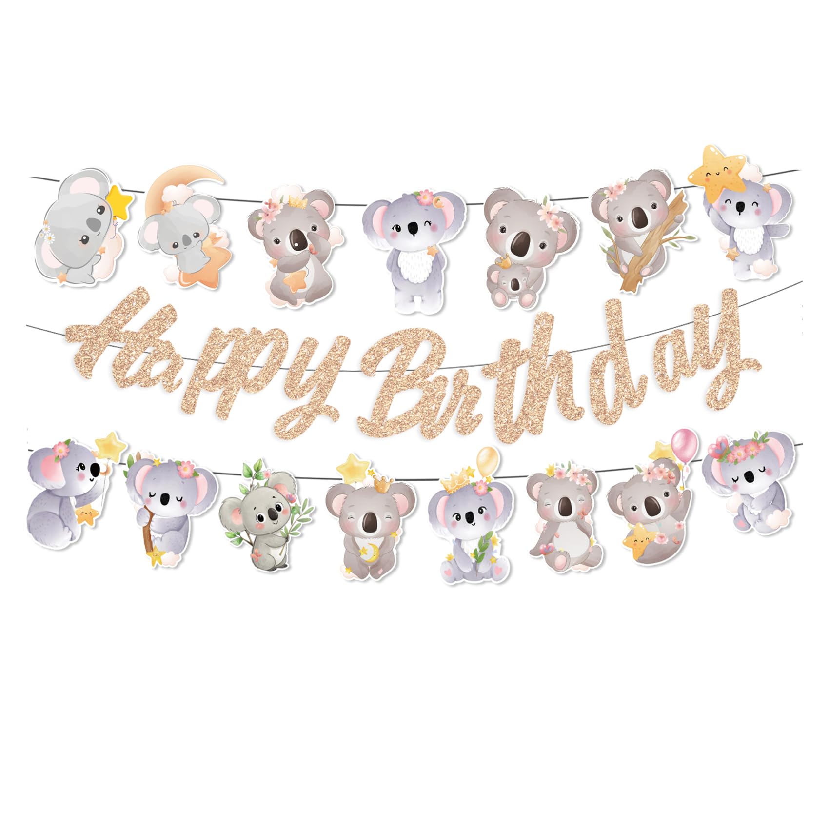 3 PCS Koala Party Banners Cute Koala Birthday Hanging Decorations for Koala Party Decorations Birthday Party Supplies