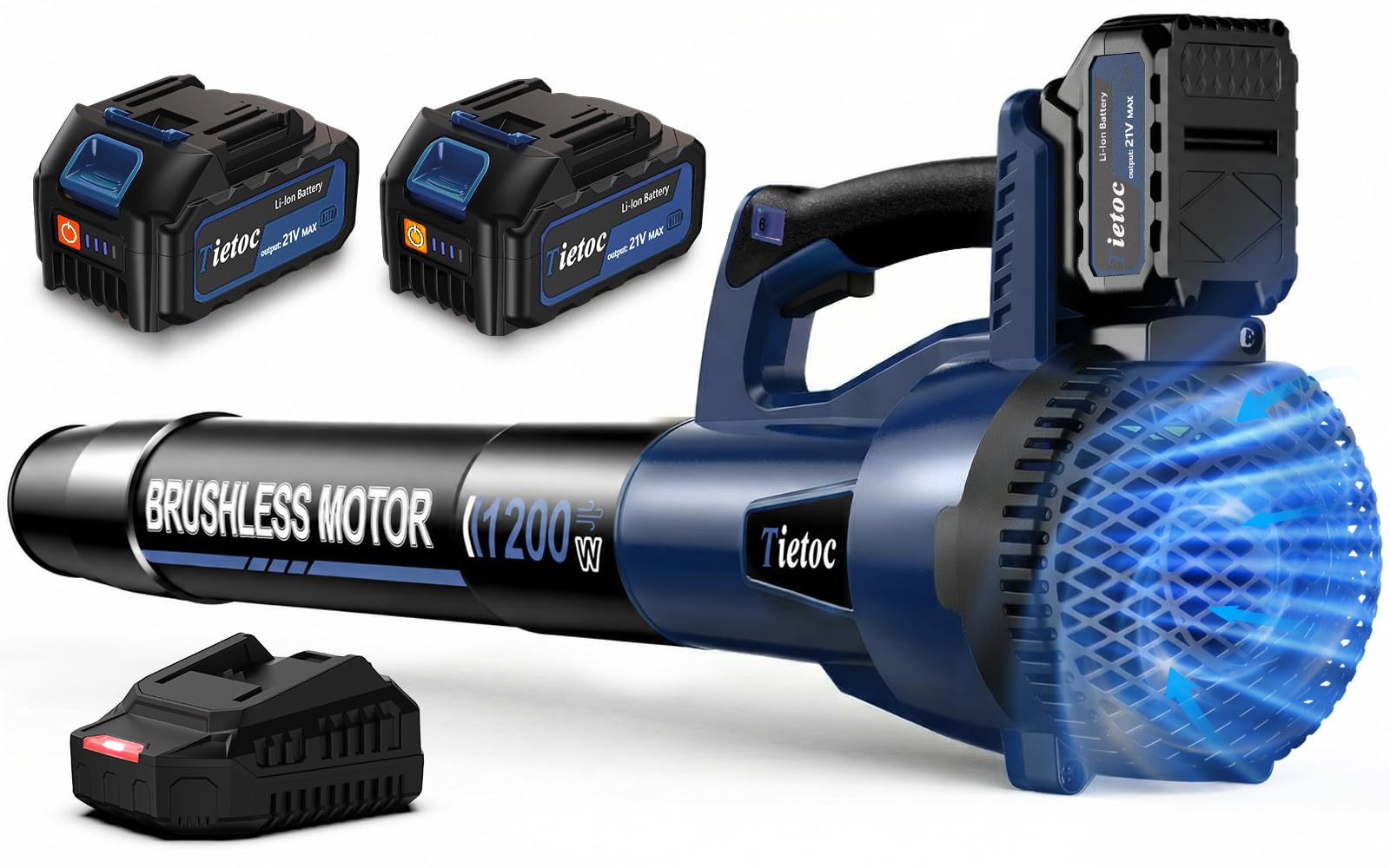 Leaf Blower Cordless - Brushless Motor 2pcs 4.0Ah Batteries Fast Charger