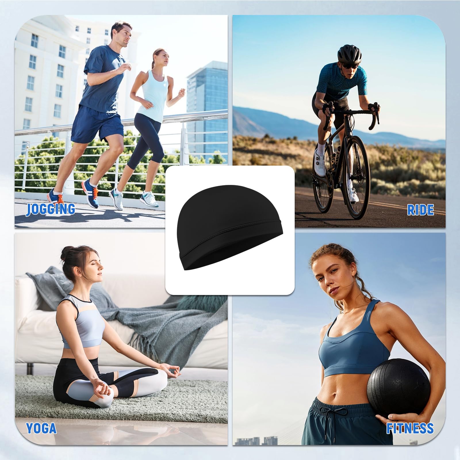 4 szt. Letnie czapki rowerowe, oddychająca letnia czapka pod kask, sucha czapka pod kask, czapka sportowa dla mężczyzn, kobiet, do biegania motocykla roweru sportowego