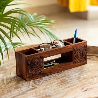 ExclusiveLane-x27-Aztec-x27-Wooden-Table-Stationery-Organiser-Sheesham-Wood