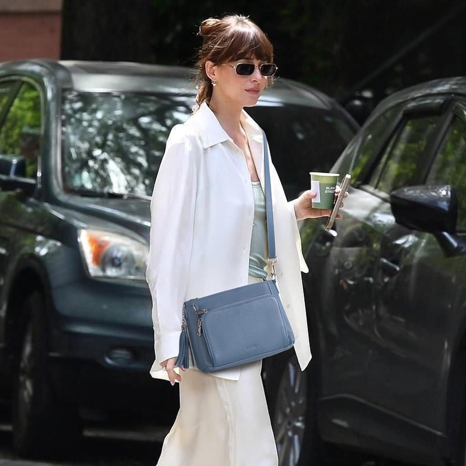 befen Anti Theft Genuine Leather Crossbody Bags for Women Handbags and Shoulder Basg with Built in Wallet RFID Leather Purse - Image 2