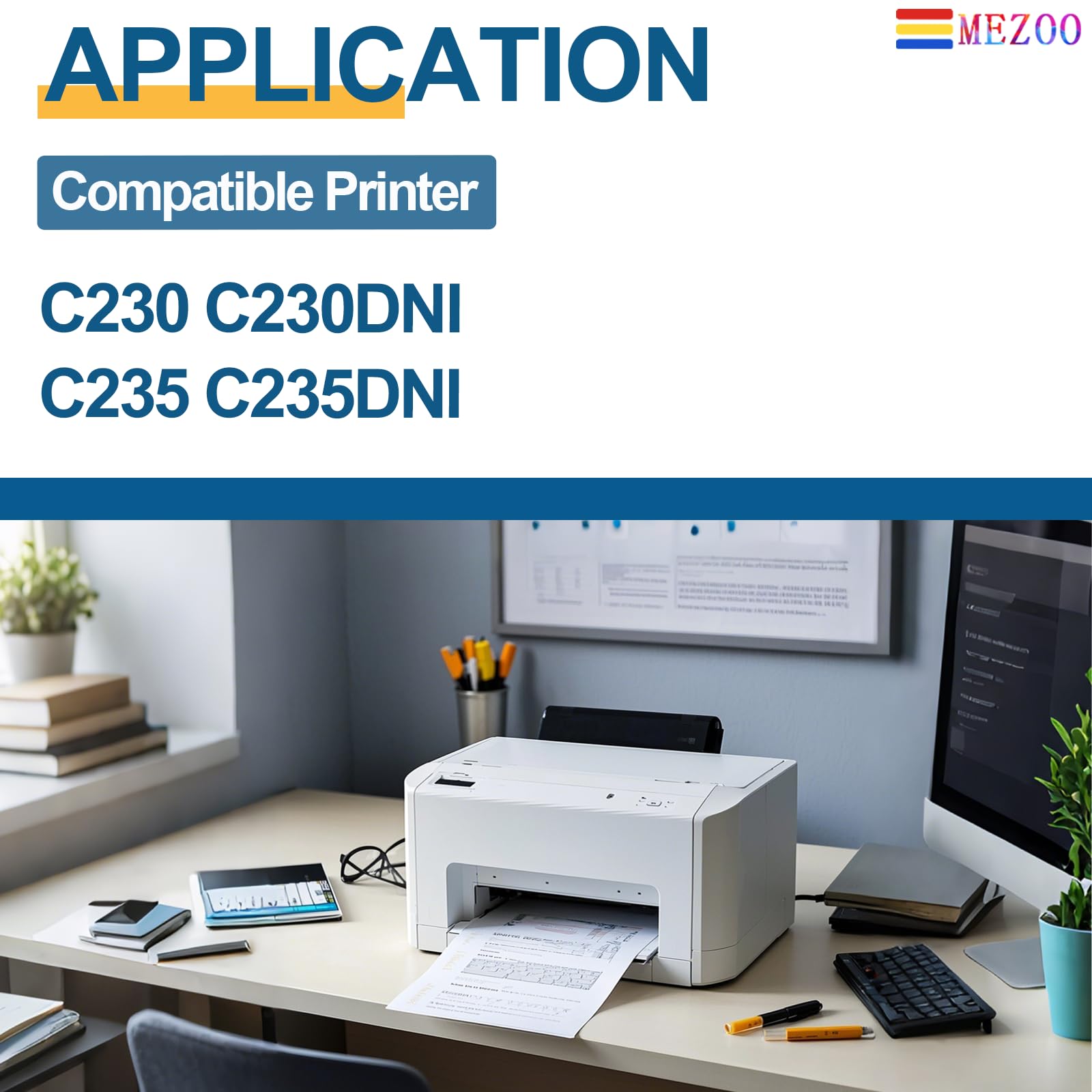 MEZOO C230 C235 Kaseta z czarnym tonerem o dużej pojemności z nowym chipem kompatybilna z tonerem 006R04391 do drukarki C230 C235 C230DNI C235DNI (1 opakowanie)