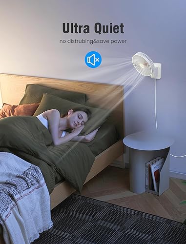 Miniatura 7 de Ventilador oscilante de montaje en pared de 8.5 pulgadas con control remoto, CACC (12 V), ventiladores de dormitorio de 4 velocidades, temporizador,