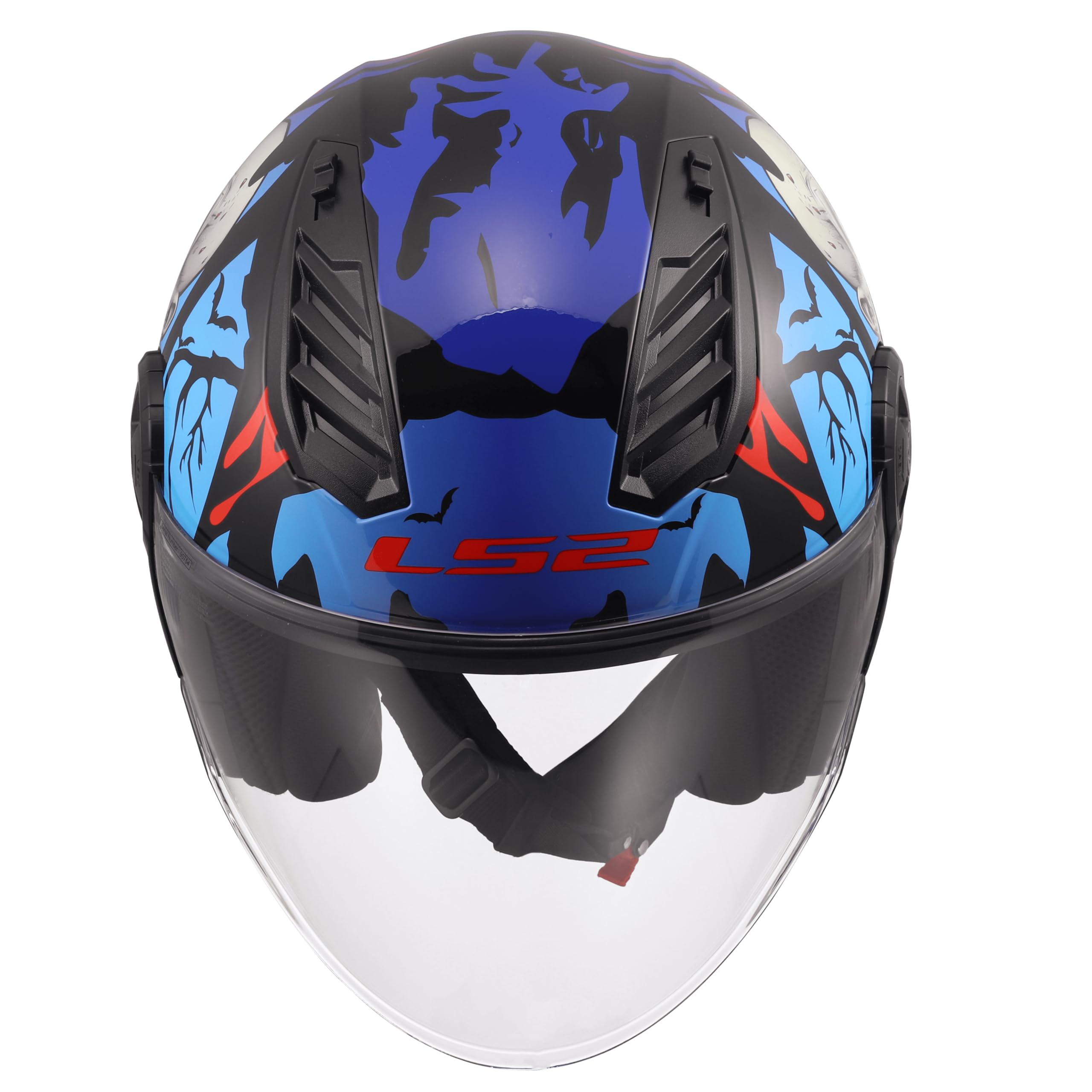 LS2, Casco Moto Jet AIRFLOW II ZOMBIE II Black Red Blue, M