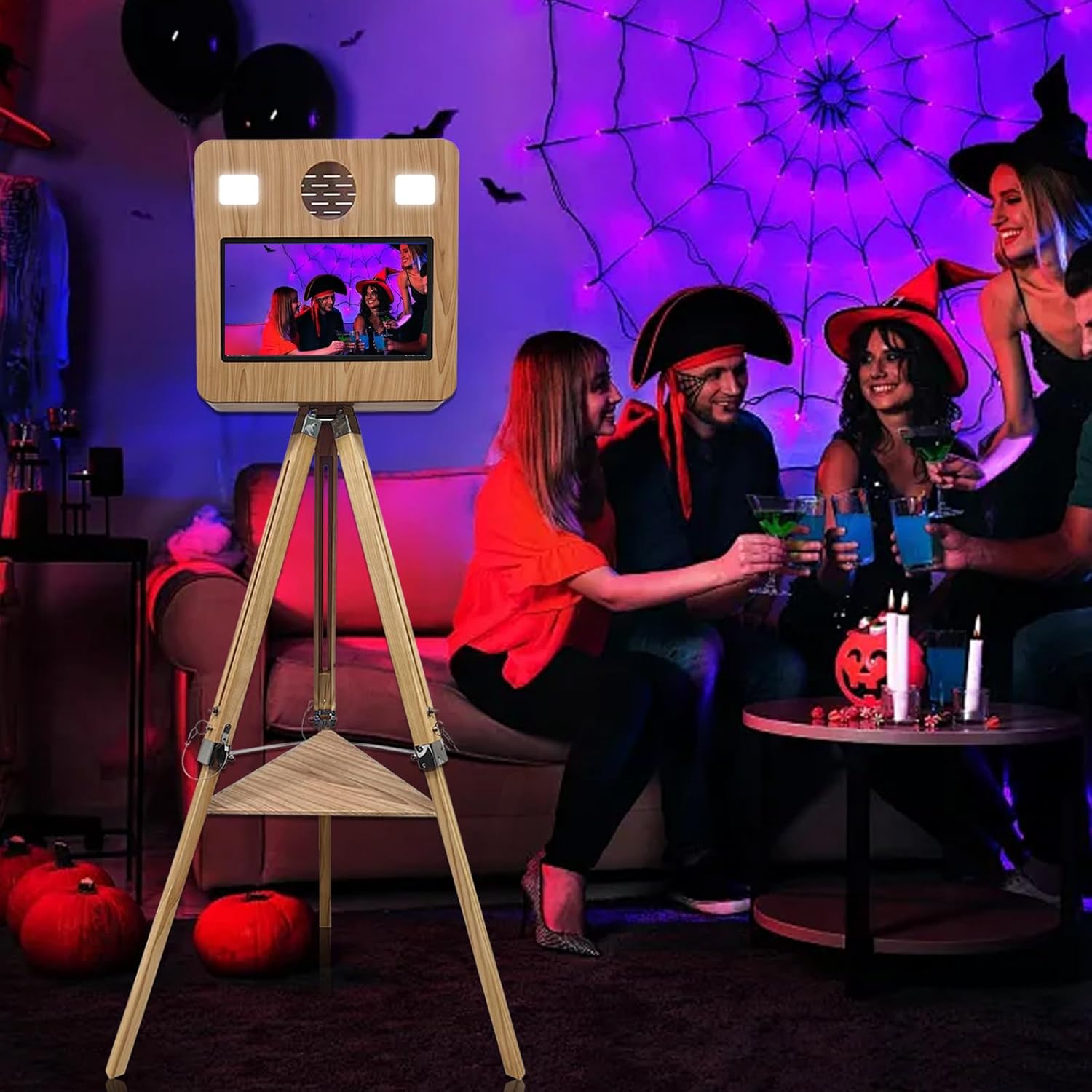 Selfie Photo Booth Machine with 15.6''Touch Screen Portable Photo Booth Triangular Stable Shape for Wedding Party and Event with Flight Case (Photo Booth Machine)