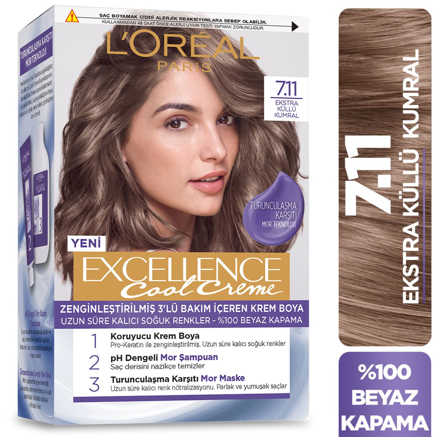 L'Oreal Paris Excellence Cool Creme Saç Boyası - 7.11 Ekstra Küllü Kumral