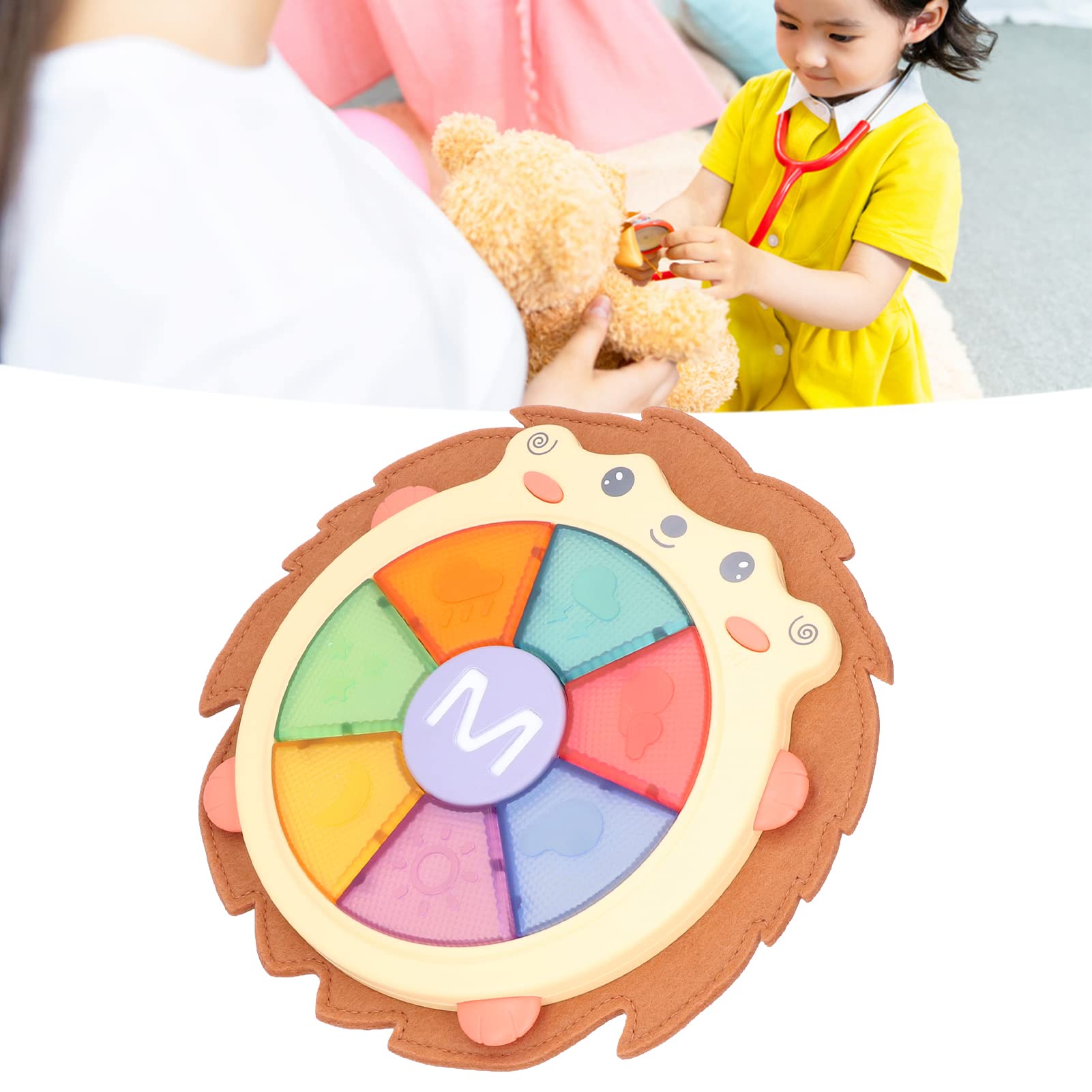 Tambor de Música para bebé Preciso, Juguete Musical Interactivo de Percusión para Educación Temprana para Niños y Niñas, Tambor de Mano de Erizo ABS