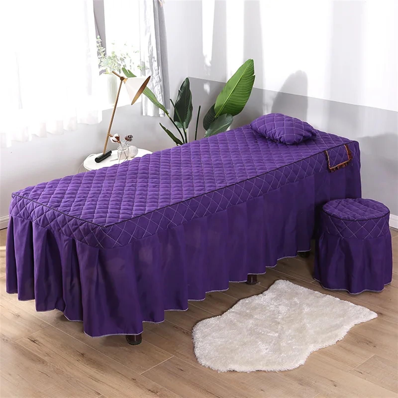 Sabanas Camilla Masaje 1 funda de almohada for camilla masaje, for salón belleza, faldón cama, agradable for la piel con orificio(Solid gray,70X190 bedskirt only)